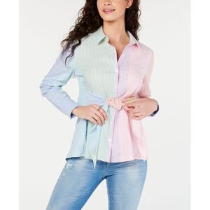 Tommy Hilfiger Striped Tie Front Cotton Top